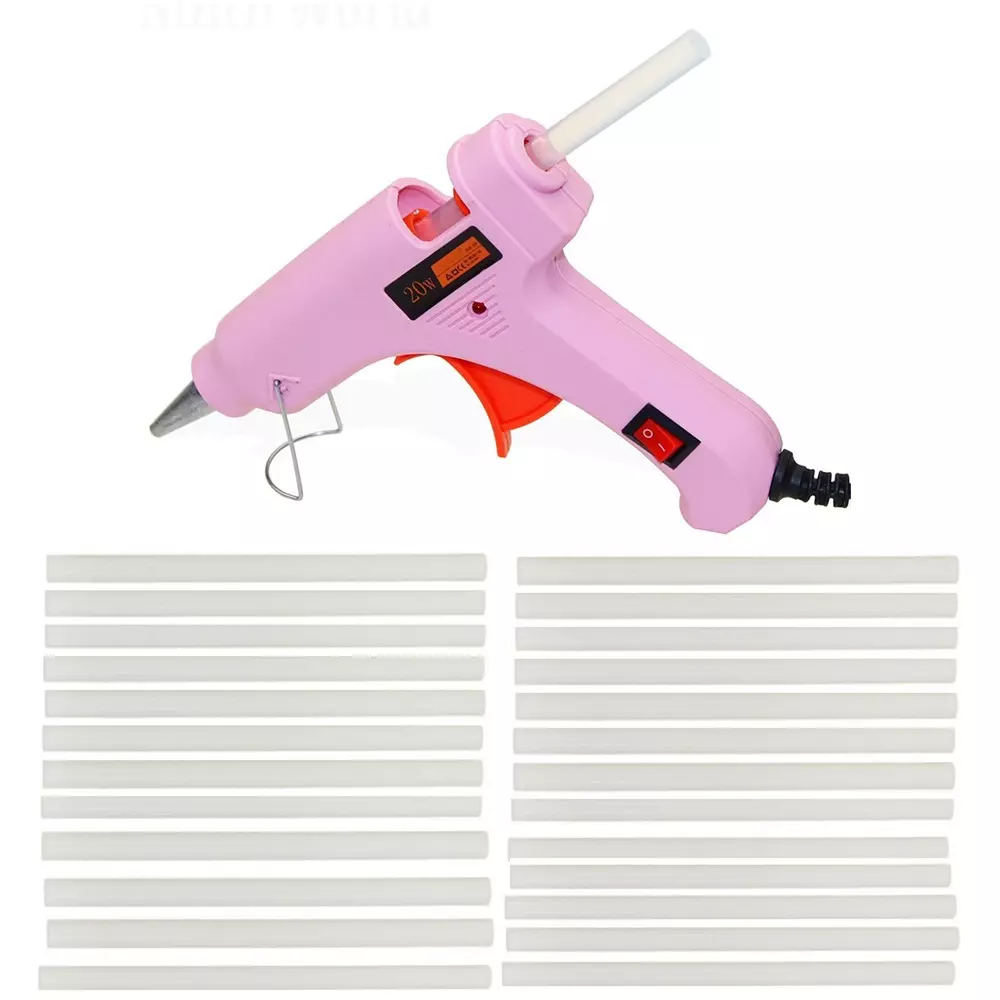 Fadman 20 W Mini Glue Gun with 25 Sticks Standard Temperature Pink 7 mm Stick Dia., 25PEENKEE-20VWT25STX