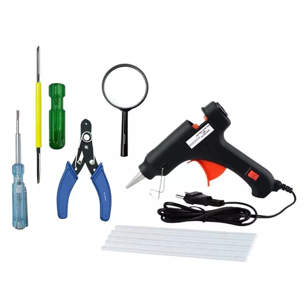 Fadman Standard Temperature 20 W Glue Gun with 5 Sticks Combo Kit Multicolor, GGS6KQDI (6 Pcs Tool)