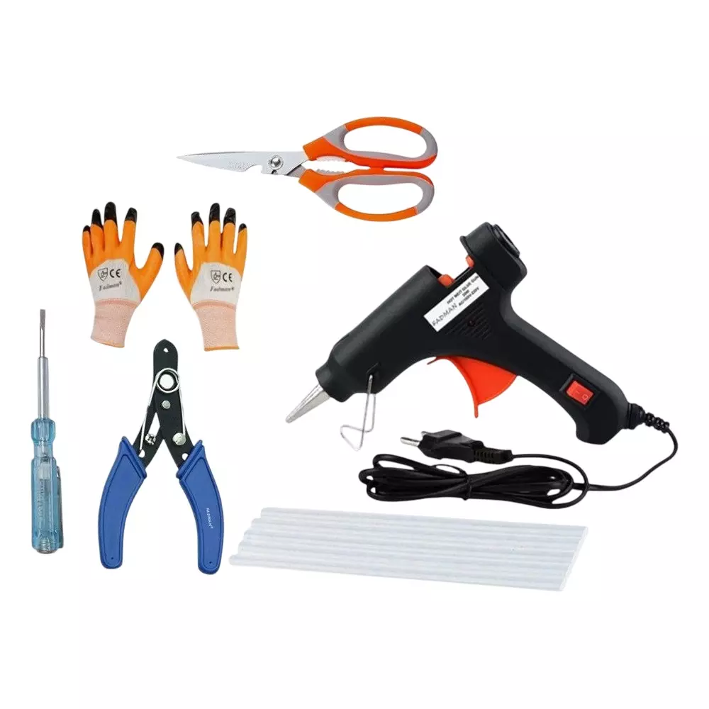Fadman Standard Temperature 20 W Glue Gun with 5 Sticks Combo Kit Multicolor, GGS6KQJH (6 Pcs Tool)