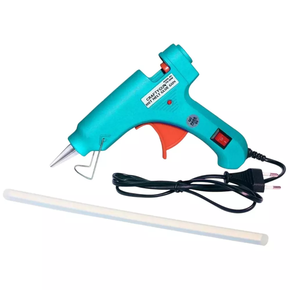 CRAFTYGUN 20 W Glue Gun with 1 Stick ON OFF Switch & Indicator 7 mm Stick Diameter Turquoise, SH_(TURQISS)MINI-20WWT-1-ST