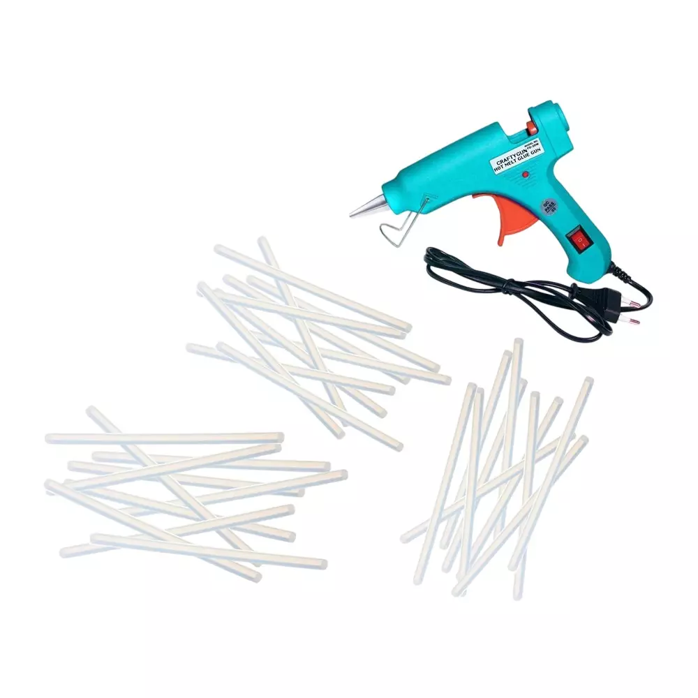 CRAFTYGUN 20 W Glue Gun with 30 Sticks ON OFF Switch & Indicator 7 mm Stick Diameter Turquoise, SH_(TURQISS)MINI-20WWT-30-ST