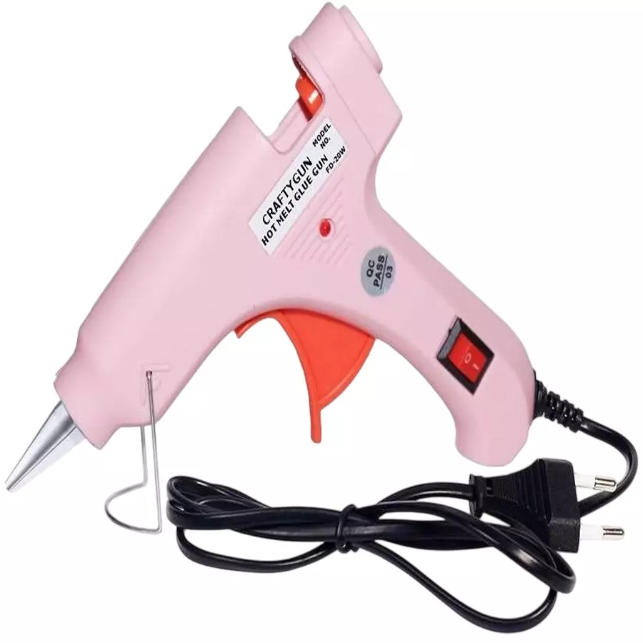 CRAFTYGUN 20 W Standard Temperature Mini Glue Guns Pink 7 mm Stick Diameter, PPIINK--MINI-0-STKKS-20WT