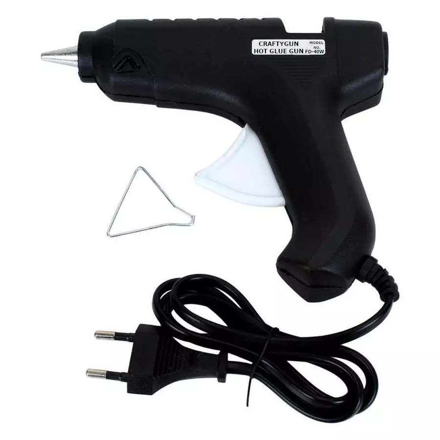 CRAFTYGUN 40 W Standard Temperature Hot Glue Gun with 25 Stick Black 11 mm Stick Dia., BLACK40-WT-CRAFTYGUN-25ST