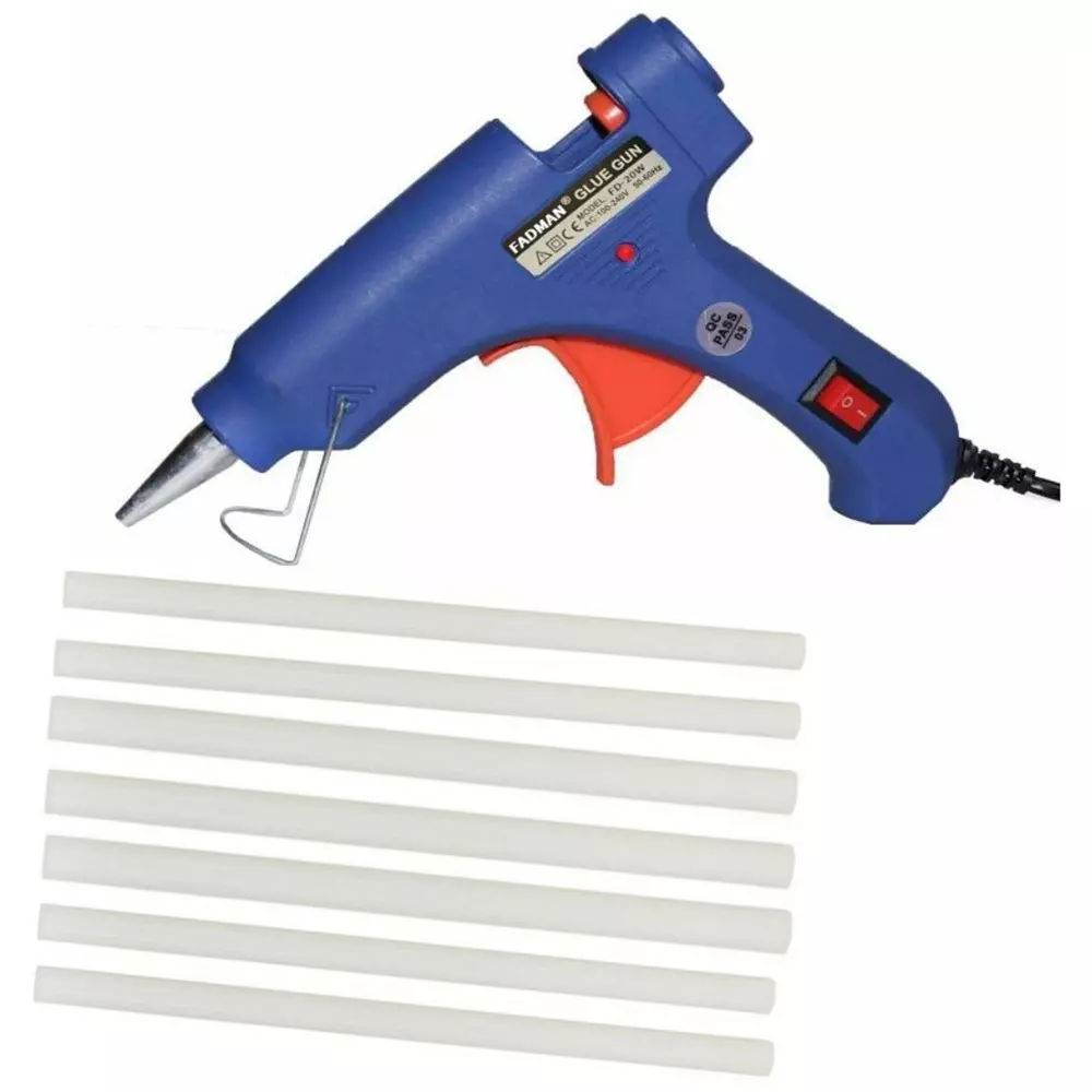 Fadman 20 W Standard Temperature Hot Melt Mini Glue Gun with 7 Stick Blue 7 mm Stick Dia., 7-Bluemini-20wt-7-St