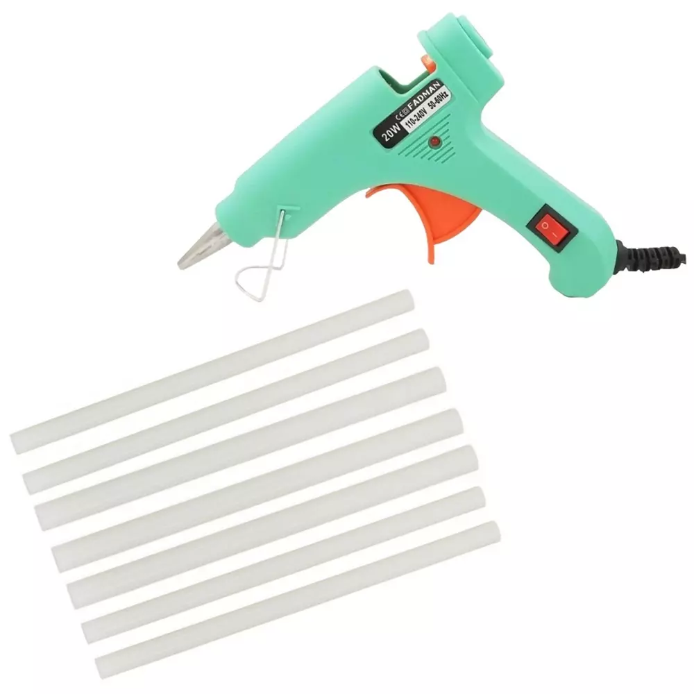Fadman 20 W Standard Temperature Hot Melt Mini Glue Gun with 7 Stick Turquoise 7 mm Stick Dia., 0058-TURQUOISEMINI20WT-7ST