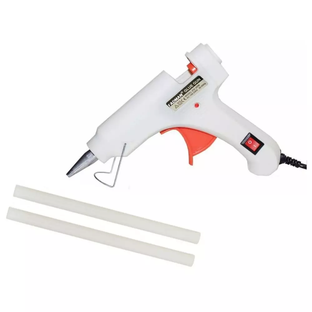 Fadman 20 W Standard Temperature Hot Melt Mini Glue Gun with 2 Stick White 7 mm Stick Dia., 34-Whitemini-20wt-2-St