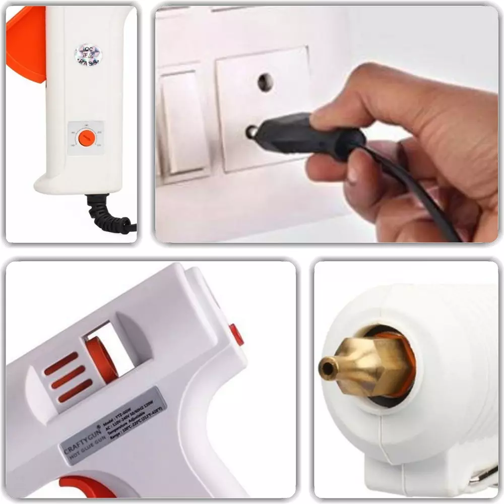 craftygun-150-w-crown-or-max-hot-melt-glue-gun-with-30-sticks-adjustable-temperature-white-11-mm-stick-dia-crafty-white150w-30-st