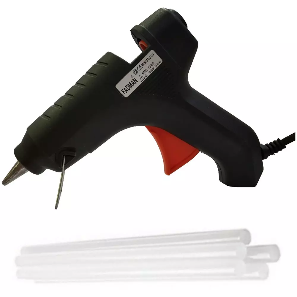 Fadman 40 W Hot Melt Glue Gun with 5 Sticks Standard Temperature Black 11 mm Stick Dia., 40WATT-NEWBLACK-RED-TRIGGER-(5STCKS)