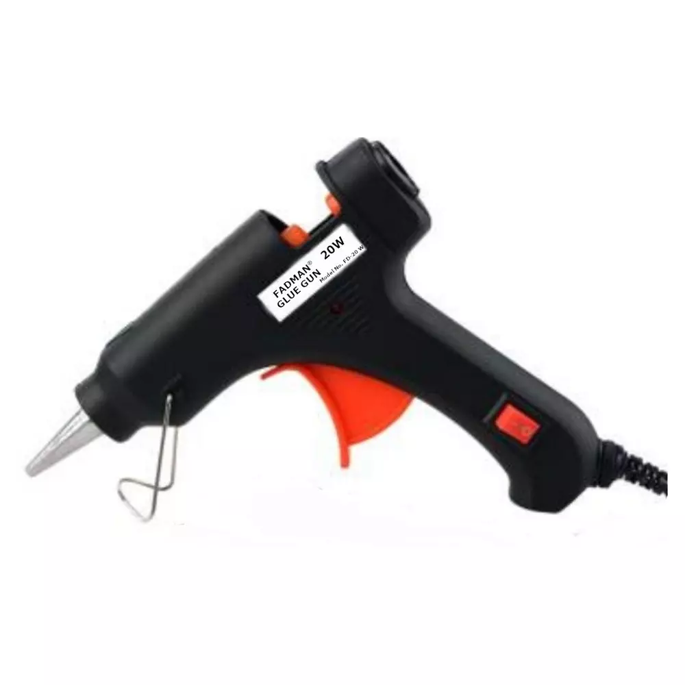 Fadman 20 W Hot Melt Glue Gun with 12 Sticks Standard Temperature Black 7 mm Stick Dia., (12)FD-20W BLACK -12-ST