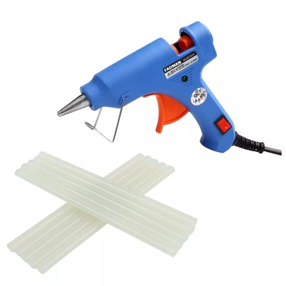 Fadman 20 W Hot Melt Glue Gun with 10 Sticks Standard Temperature Blue 7 mm Stick Dia., bmini20wtt10s