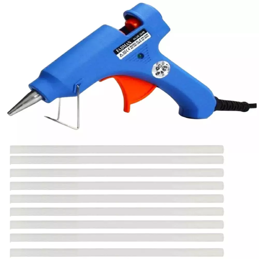Fadman 20 W Hot Melt Glue Gun with 9 Sticks Standard Temperature Blue 7 mm Stick Dia., b20wttmini9s