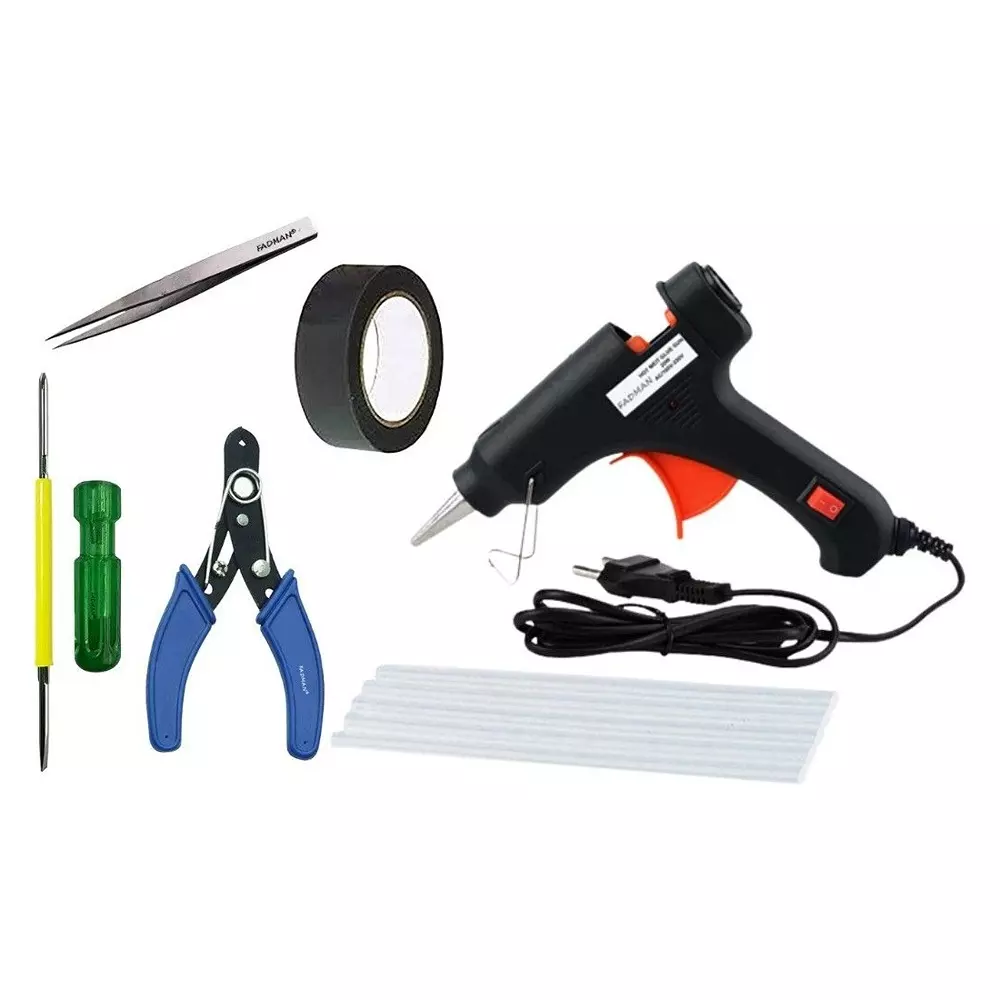 Fadman Standard Temperature 20 W Glue Gun with 5 Sticks Combo Kit Multicolor, GGS6KDPR (6 Pcs Tool)