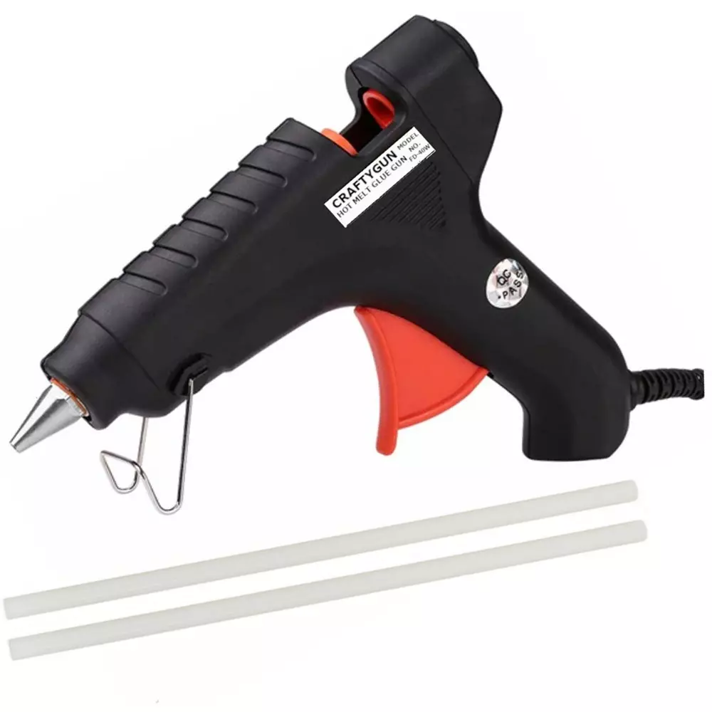 CRAFTYGUN 40 W Trigger Feed Hot Glue Gun Red with 2 Stick, FD-40 W