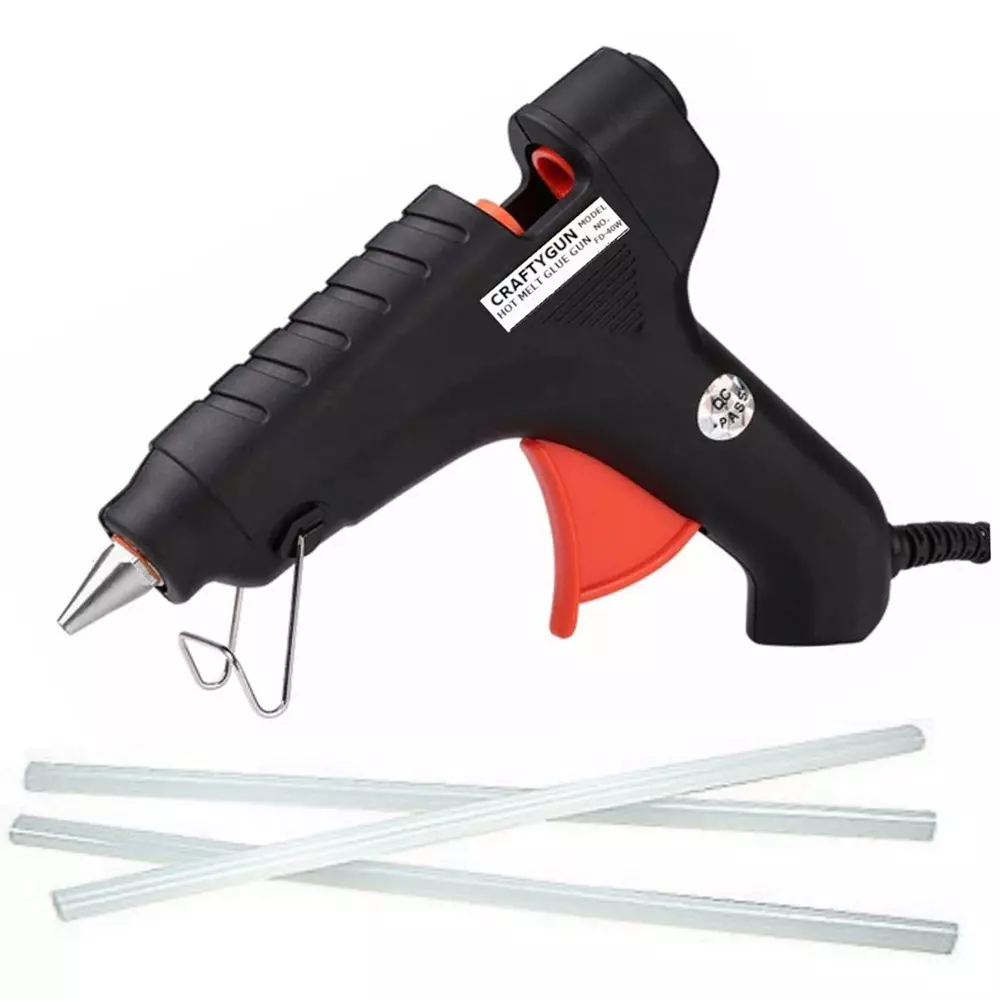 CRAFTYGUN 40 W Trigger Feed Hot Glue Gun Red with 3 Stick, FD-40 W