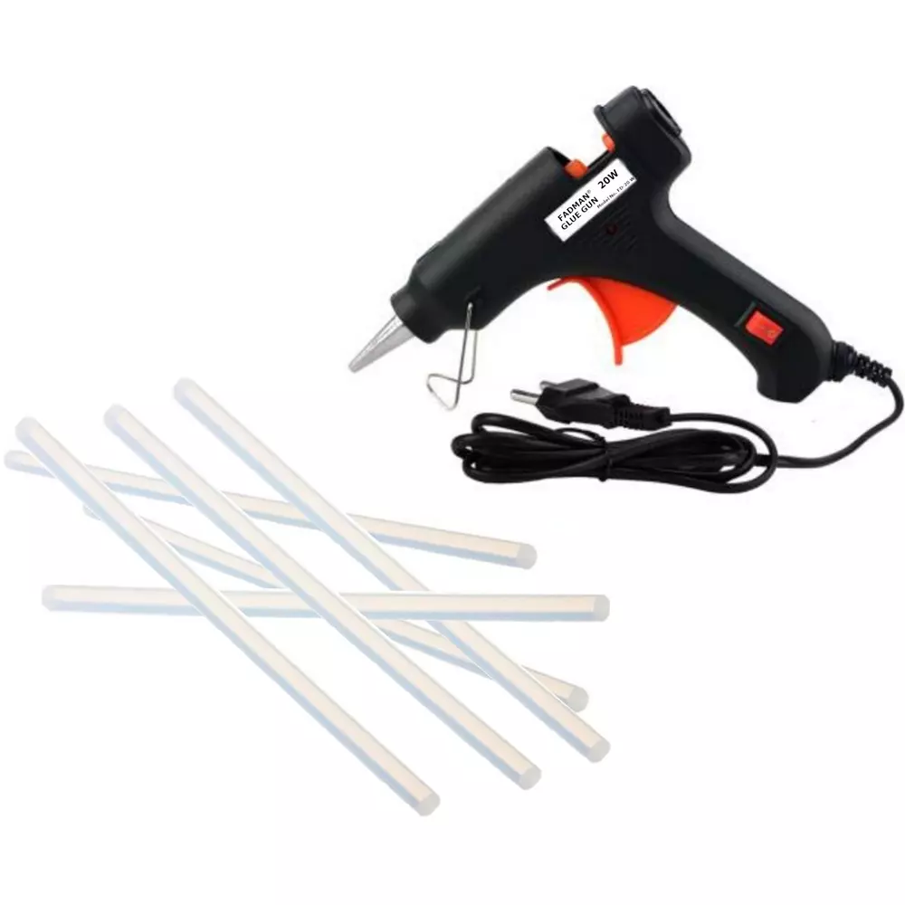 FADMAN Mini 20 W Trigger Feed Glue Gun With 6 Sticks Black 7 mm Dia, FD-20W