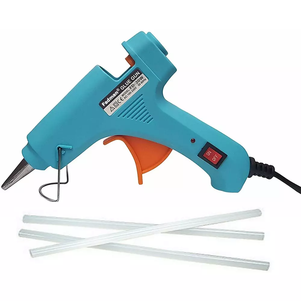 FADMAN Mini 20 W Trigger Feed Glue Gun With 3 Sticks Turquoise 7 mm Dia, FD-20W