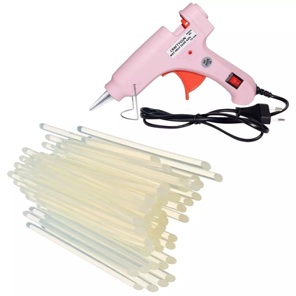CRAFTYGUN 20 W Glue Gun with 40 Sticks ON OFF Switch & Indicator 7 mm Stick Diameter Pink, SH_(PINK)MINI-20WWT-40-ST