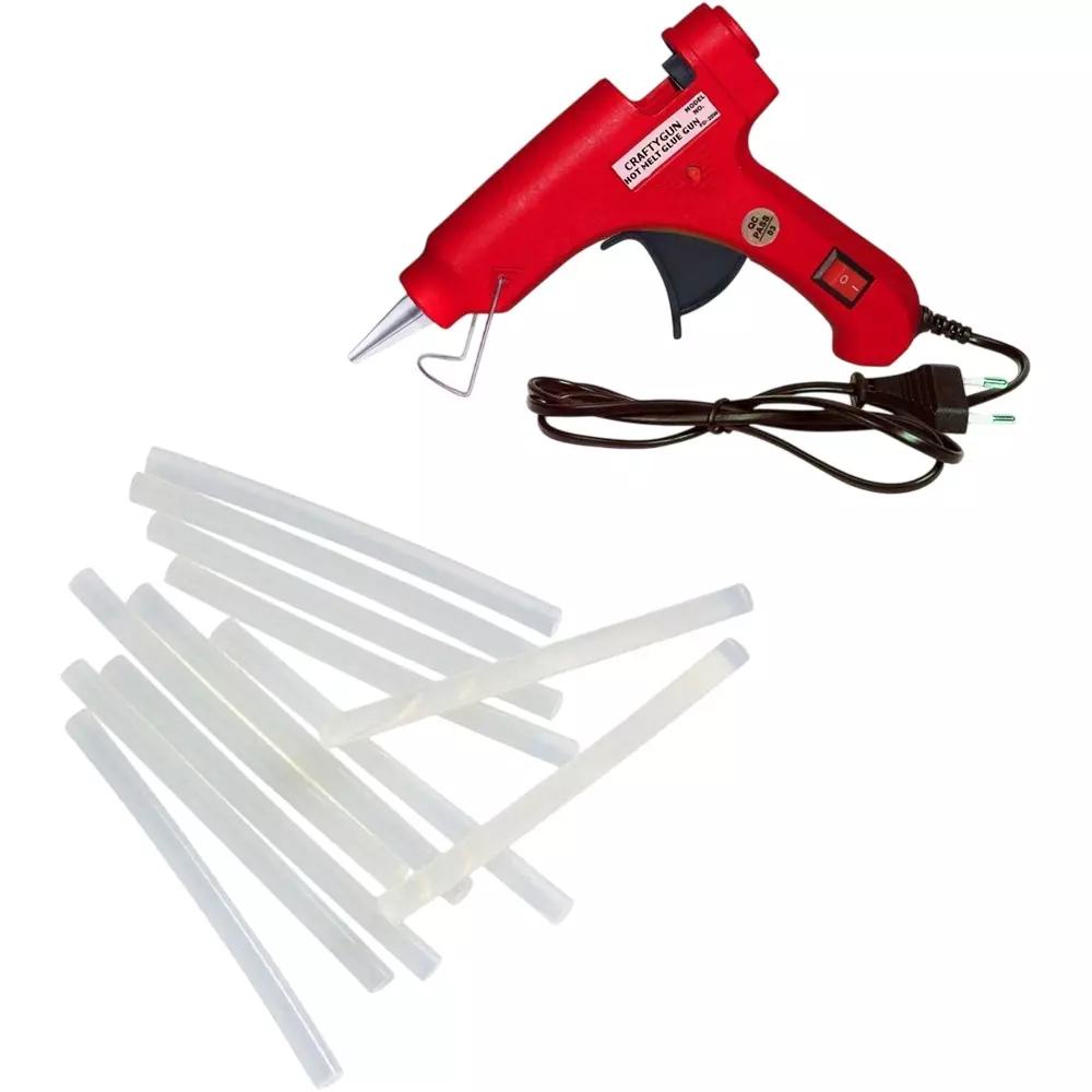 CRAFTYGUN 20 W Glue Gun with 12 Sticks ON OFF Switch & Indicator 7 mm Stick Diameter Red, SH_(RED)MINI-20WWT-12-ST