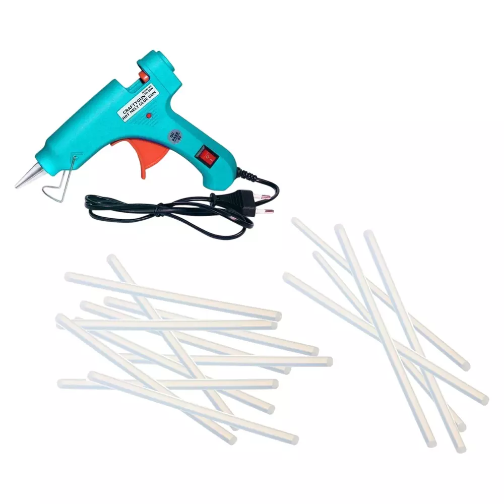 CRAFTYGUN 20 W Standard Temperature Glue Gun with Sticks ON OFF Switch & Indicator 7 mm Stick Diameter Turquoise
