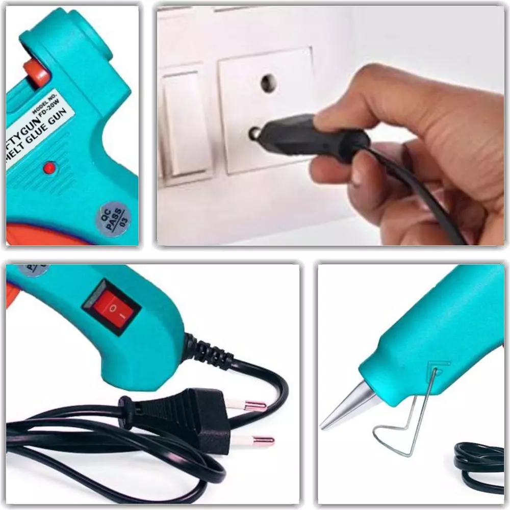 CRAFTYGUN 20 W Standard Temperature Glue Gun with 15 Sticks ON OFF Switch & Indicator 7 mm Stick Diameter Turquoise, (TURQISS)MINI-20WWT-15-ST