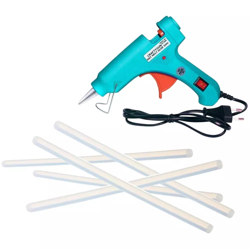 CRAFTYGUN 20 W Glue Gun with 5 Sticks ON OFF Switch & Indicator 7 mm Stick Diameter Turquoise, SH_(TURQISS)MINI-20WWT-5-ST