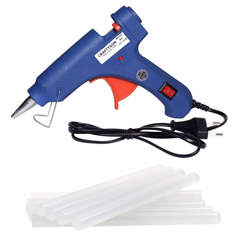 CRAFTYGUN 20 W Mini Glue Gun with 8 Sticks Blue 7 mm Stick Diameter, SH_BBLLUUEEMINI-8-STKKS