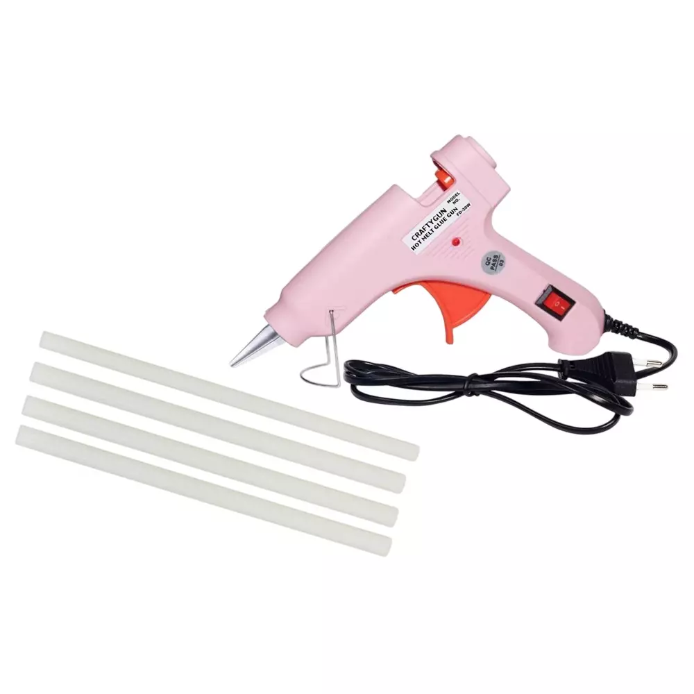 CRAFTYGUN 20 W Mini Glue Gun with Stick Pink 7 mm Stick Diameter