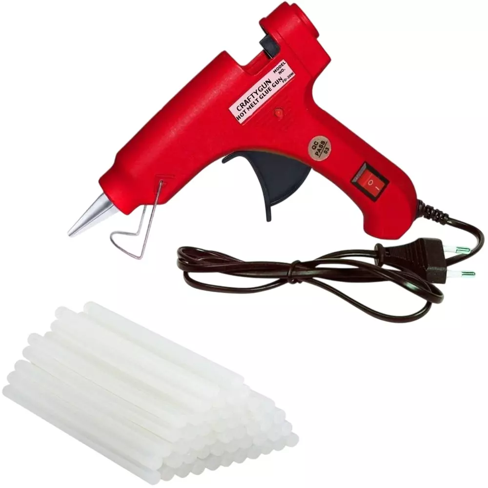 CRAFTYGUN 20 W Mini Glue Gun with 40 Sticks Red 7 mm Stick Diameter, SH_RREEDD--MINI-40-STKKS-20WT