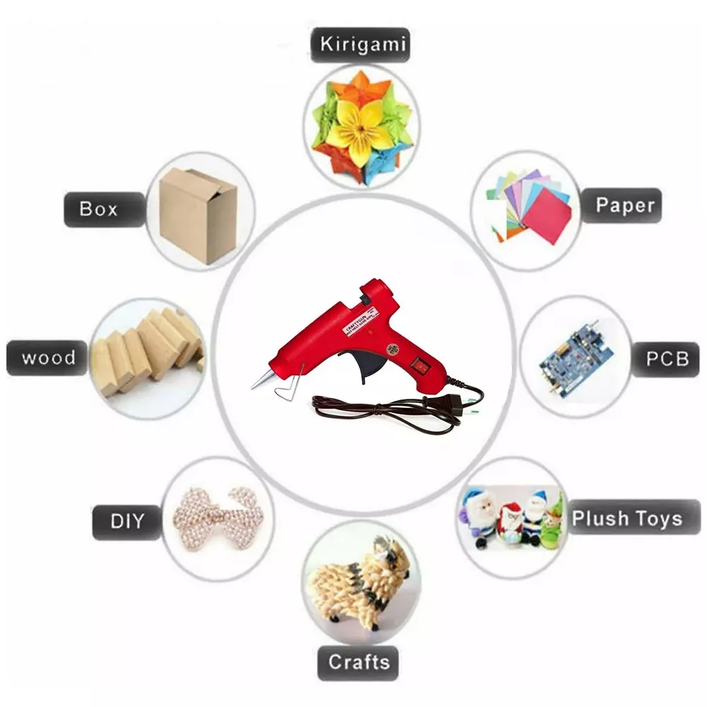 CRAFTYGUN 20 W Mini Glue Gun with 40 Sticks Red 7 mm Stick Diameter, SH_RREEDD--MINI-40-STKKS-20WT