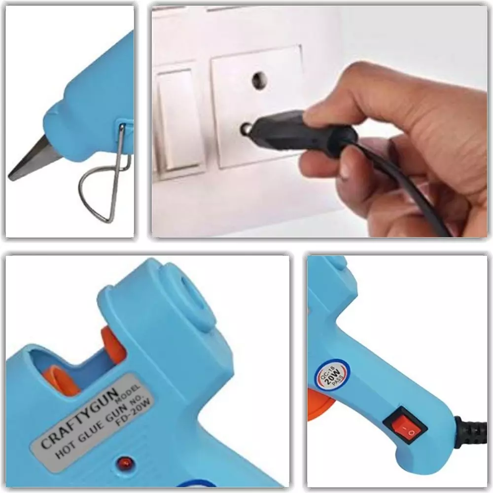 CRAFTYGUN 20 W Mini Glue Gun with 30 Sticks Sky Blue 7 mm Stick Diameter, SH_SSKYBLU--MINI-30-STKKS-20WT