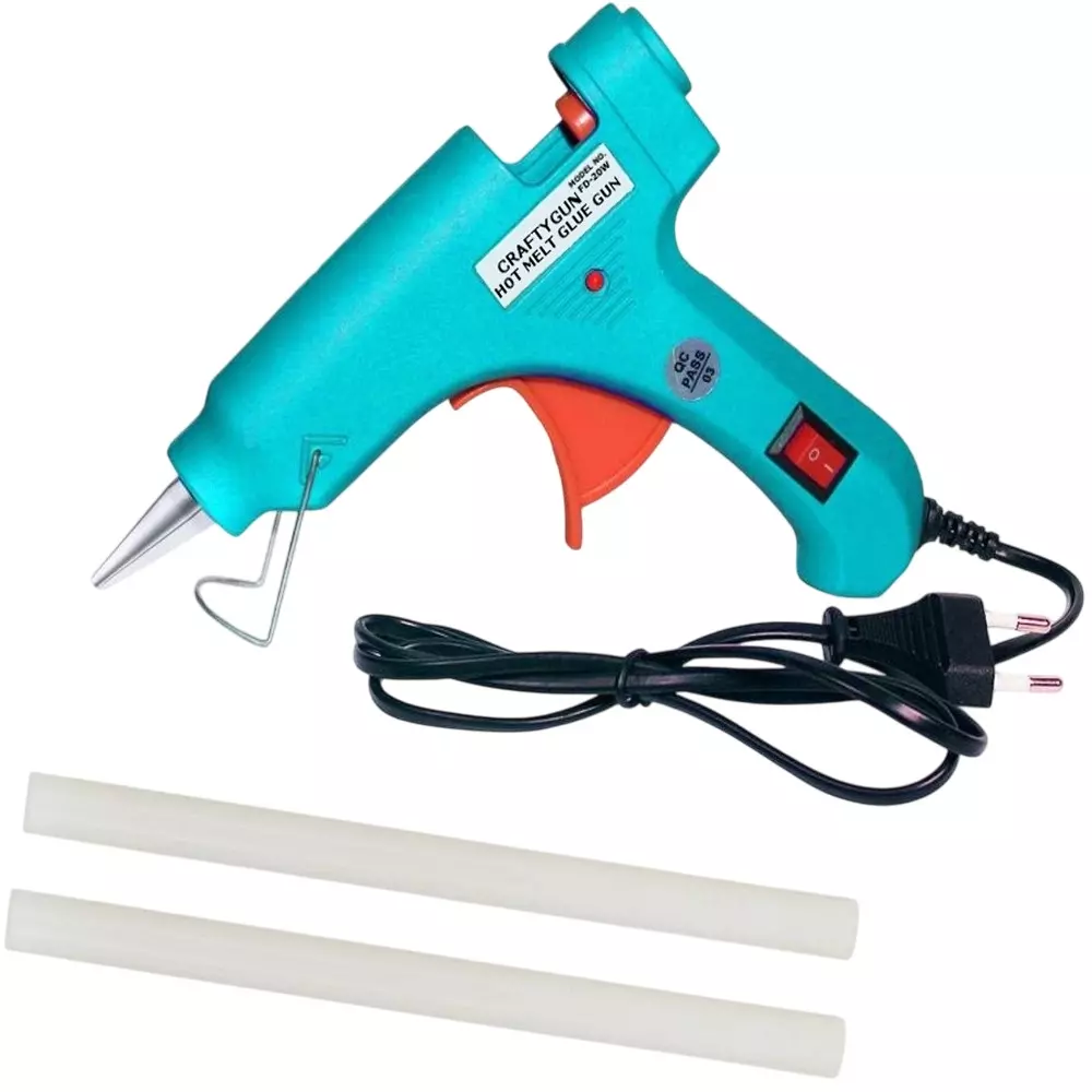 CRAFTYGUN 20 W Mini Glue Gun with 2 Sticks Turquoise 7 mm Stick Diameter, SH_TURQISS--MINI-2-STKKS-20WT