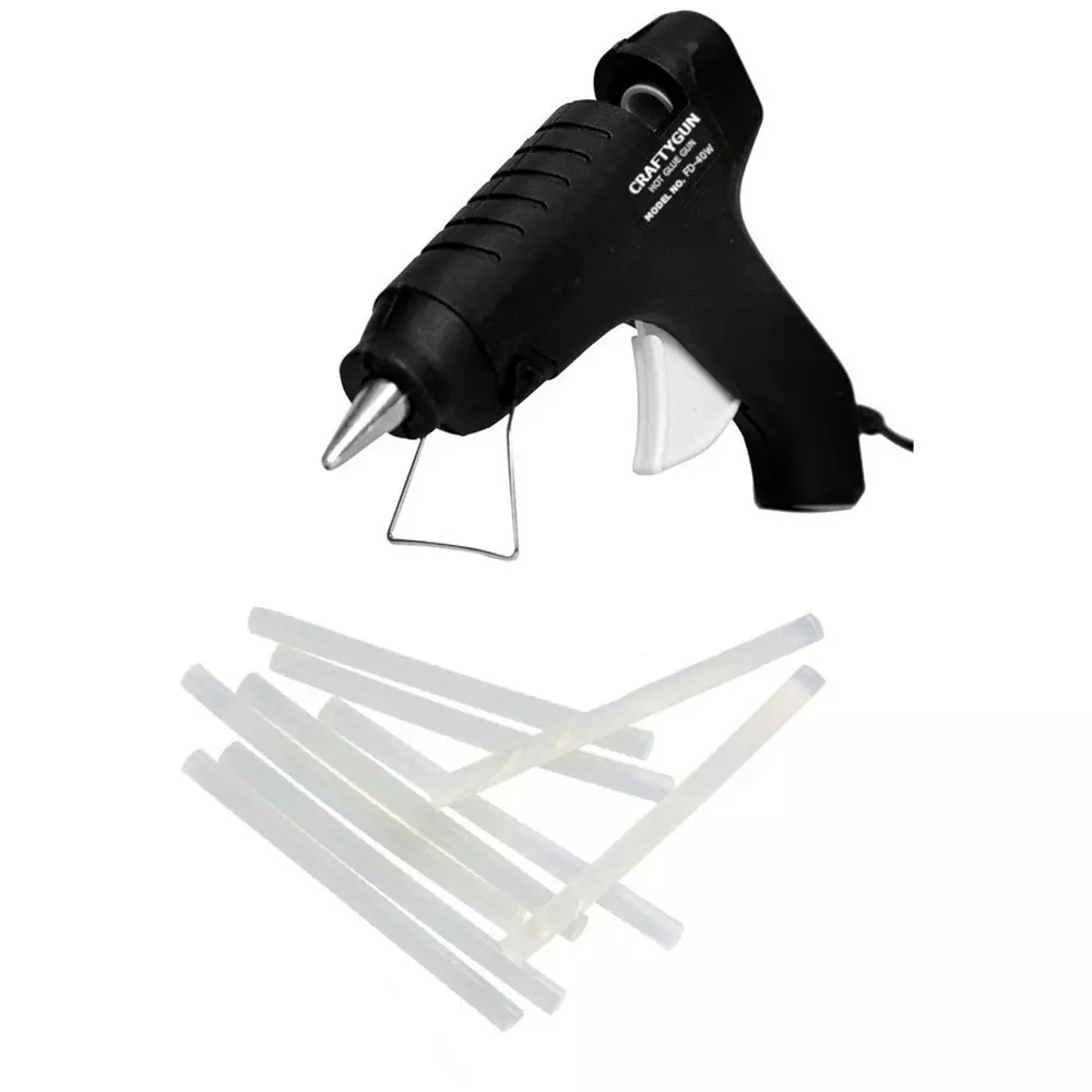CRAFTYGUN 40 W Hot Glue Gun with 9 Stick Black 11 mm Stick Dia., SH_CRAFTYGUN-40WBLACK-GUN-9ST