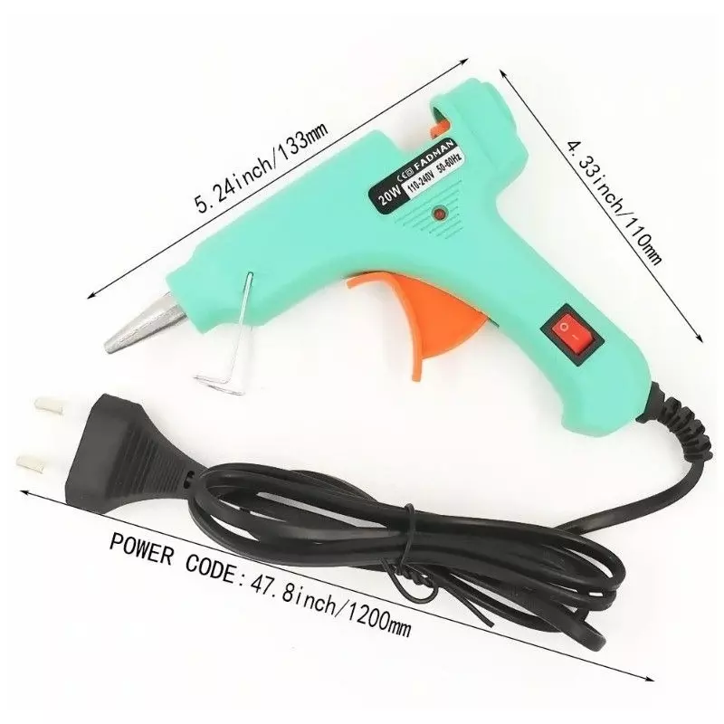 Fadman 20 W Standard Temperature Hot Melt Mini Glue Gun Turquoise 7 mm Stick Dia., 0051-TURQUOISEMINI20WT-0ST