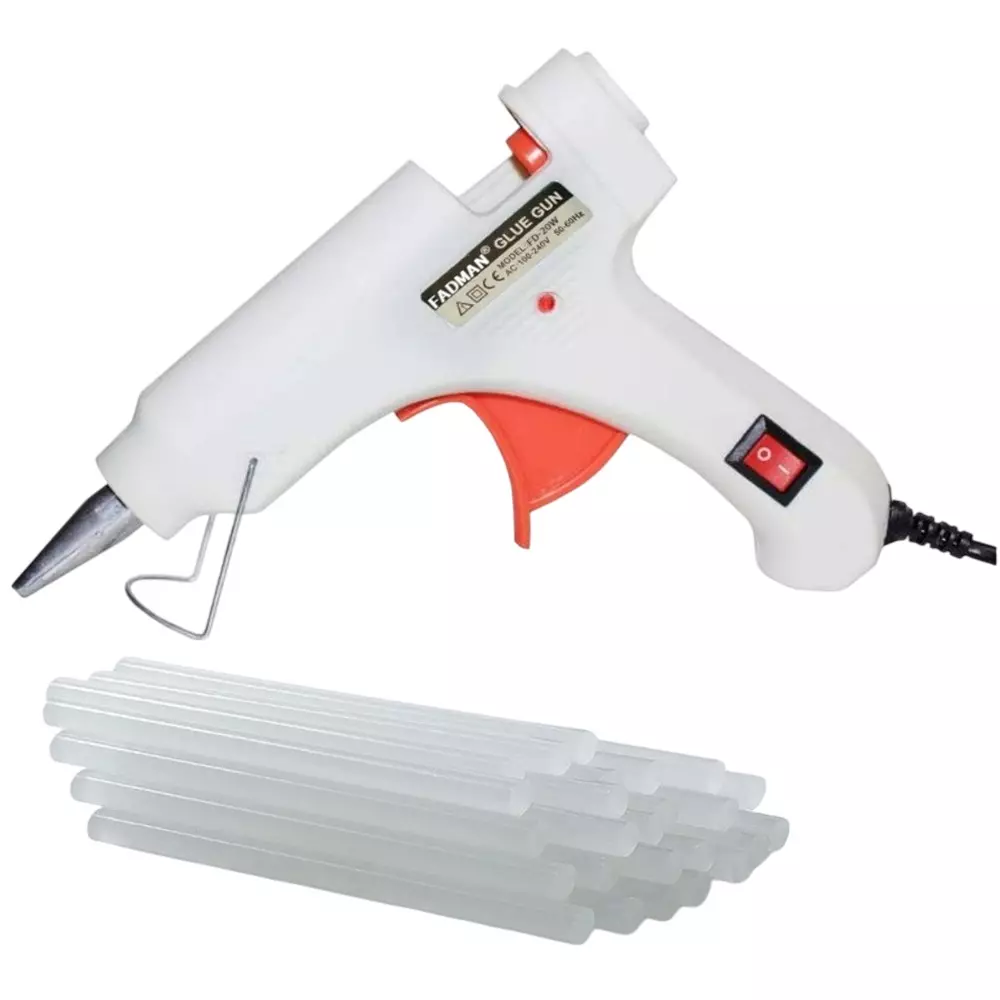 Fadman 20 W Standard Temperature Hot Melt Mini Glue Gun with 15 Stick White 7 mm Stick Dia., 44-Whitemini-20wt-15-St