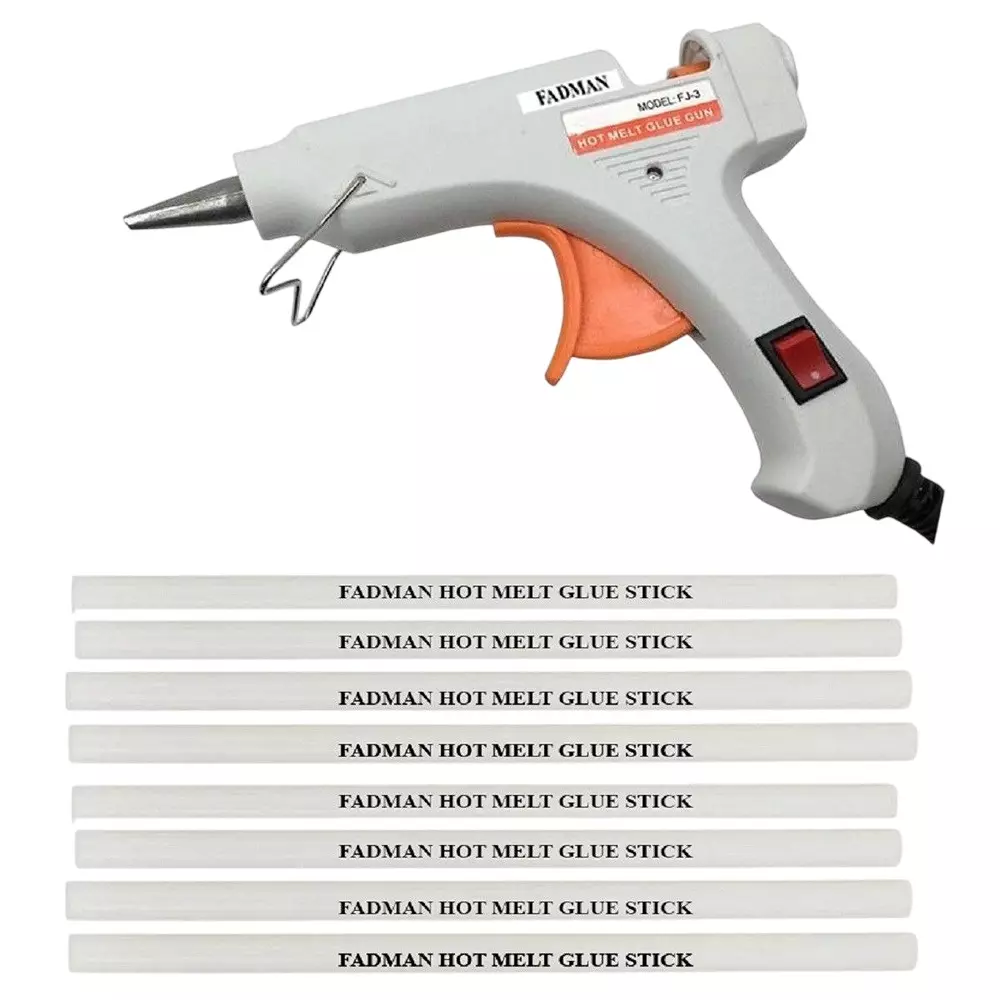 Fadman 20 W Standard Temperature Hot Melt Mini Glue Gun with 8 Stick White 7 mm Stick Dia., SH_whit20wttmini8s