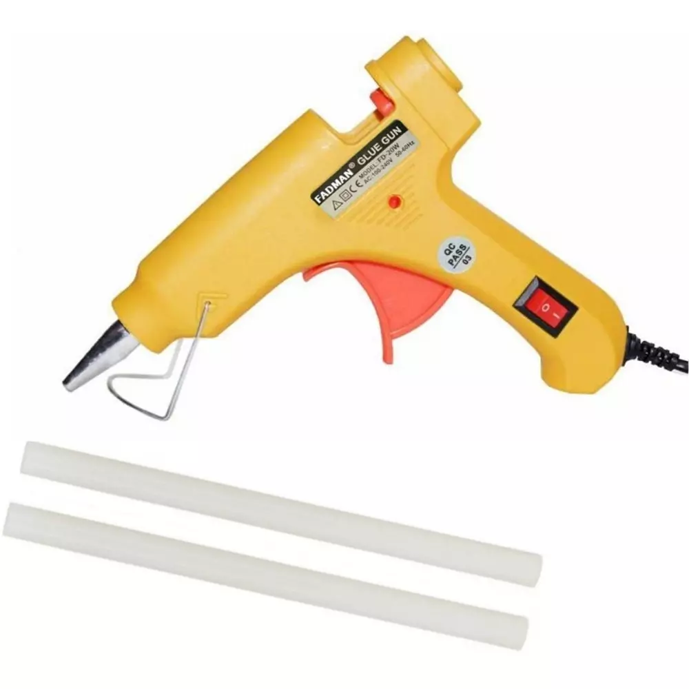 Fadman 20 W Standard Temperature Hot Melt Mini Glue Gun with 2 Stick Yellow 7 mm Stick Dia., 18-Yellowmini-20wt-2-St