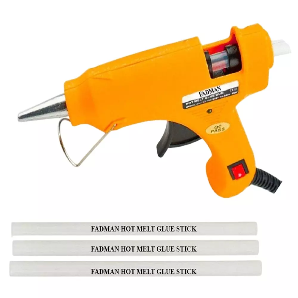 Fadman 20 W Standard Temperature Hot Melt Mini Glue Gun with 3 Stick Yellow 7 mm Stick Dia., SH_yllow20wttmini3s