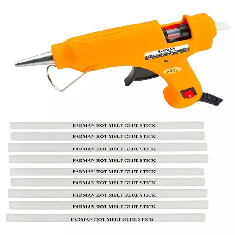 Fadman 20 W Standard Temperature Hot Melt Mini Glue Gun with 9 Stick Yellow 7 mm Stick Dia., yelmini20wtt9s