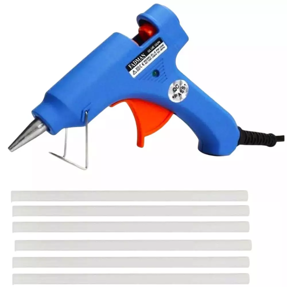 Fadman 20 W Hot Melt Glue Gun with 6 Sticks Standard Temperature Blue 7 mm Stick Dia., bmini20wtt6s