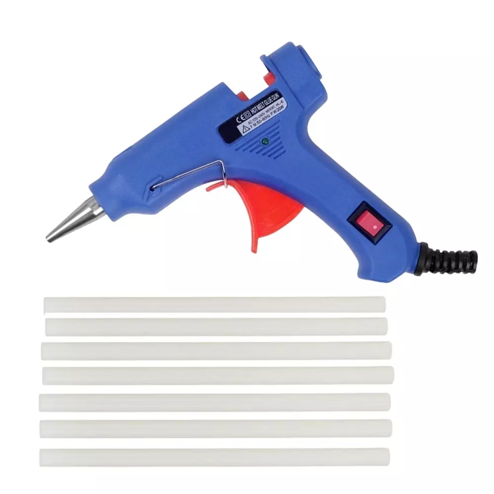 Fadman 20 W Hot Melt Mini Glue Gun with 7 Sticks Standard Temperature Blue 7 mm Stick Dia., FADMANBLUEMINI7ST