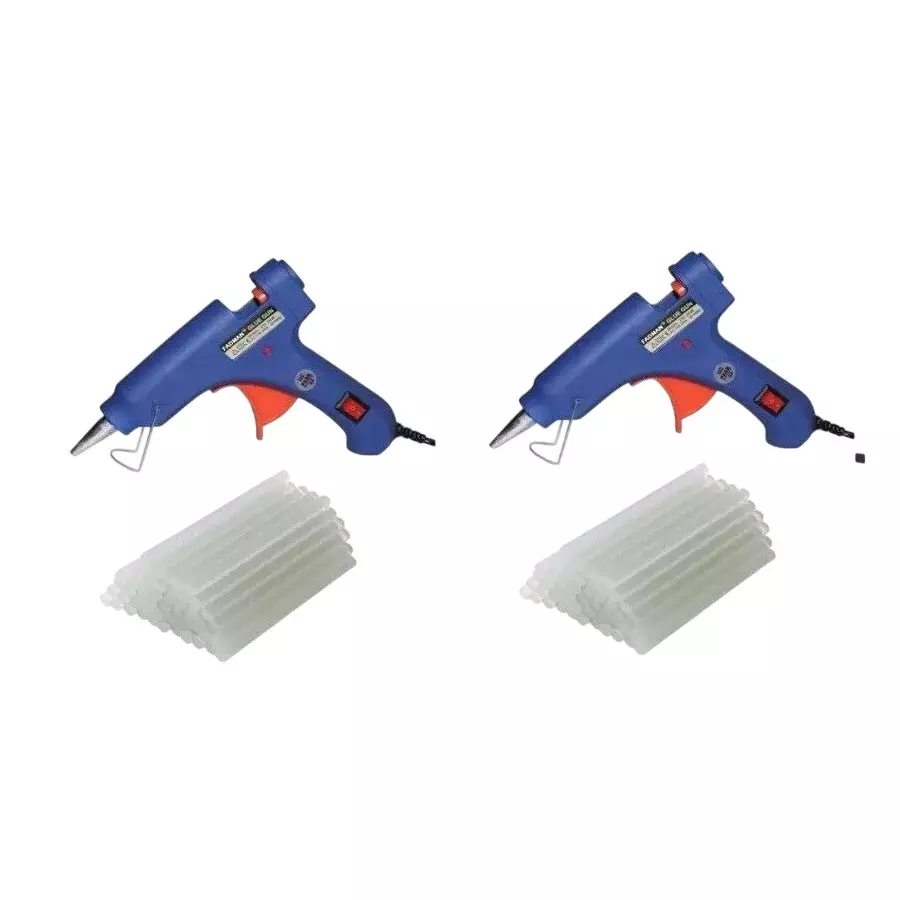 Fadman 2 Set of 20 W Hot Melt Mini Glue Gun with 25 Sticks Standard Temperature Blue 7 mm Stick Dia., BLUE MINI 25 STICKS