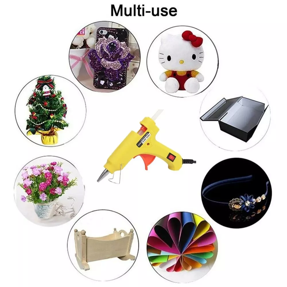 Fadman 20 W Hot Melt Mini Glue Gun with 30 Sticks Standard Temperature Yellow 7 mm Stick Dia., DFG30SKXYELO20WMINEE