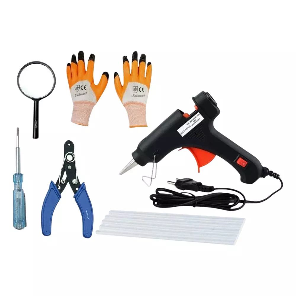Fadman Standard Temperature 20 W Glue Gun with 5 Sticks Combo Kit Multicolor, GGS6KQHI (6 Pcs Tool)