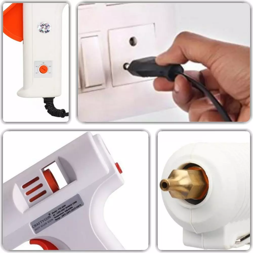 CRAFTYGUN 150 W Trigger Feed Hot Melt Glue Gun White with 20 Stick, FD-150 W