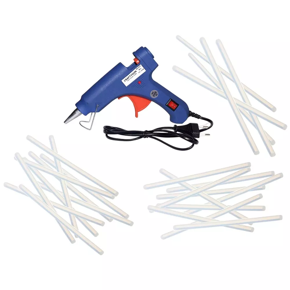 CRAFTYGUN 20 W Glue Gun with 25 Sticks ON OFF Switch & Indicator 7 mm Stick Diameter Blue, SH_BLMINI-20WWT-25-ST