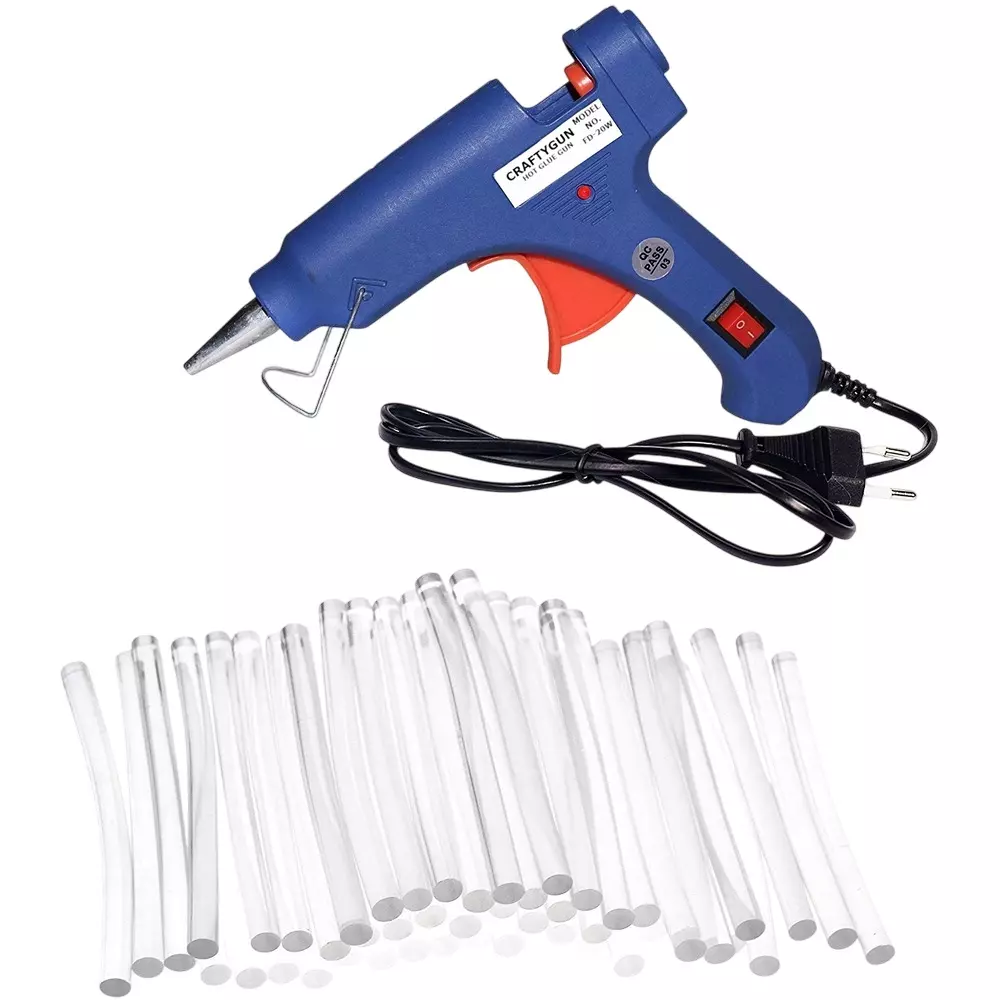 CRAFTYGUN 20 W Glue Gun with 50 Sticks ON OFF Switch & Indicator 7 mm Stick Diameter Blue, SH_BLMINI-20WWT-50-ST