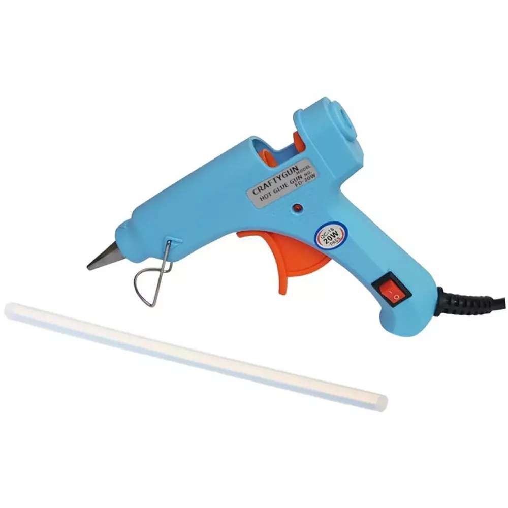 CRAFTYGUN 20 W Glue Gun with 1 Stick ON OFF Switch & Indicator 7 mm Stick Diameter Sky Blue, SH_(SKYBLUE)MINI-20WWT-1-ST