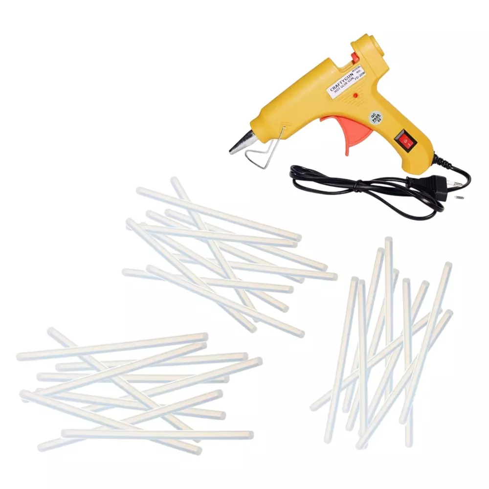 CRAFTYGUN 20 W Glue Gun with 30 Sticks ON OFF Switch & Indicator 7 mm Stick Diameter Yellow, SH_(YEELOO)MINI-20WWT-30-ST