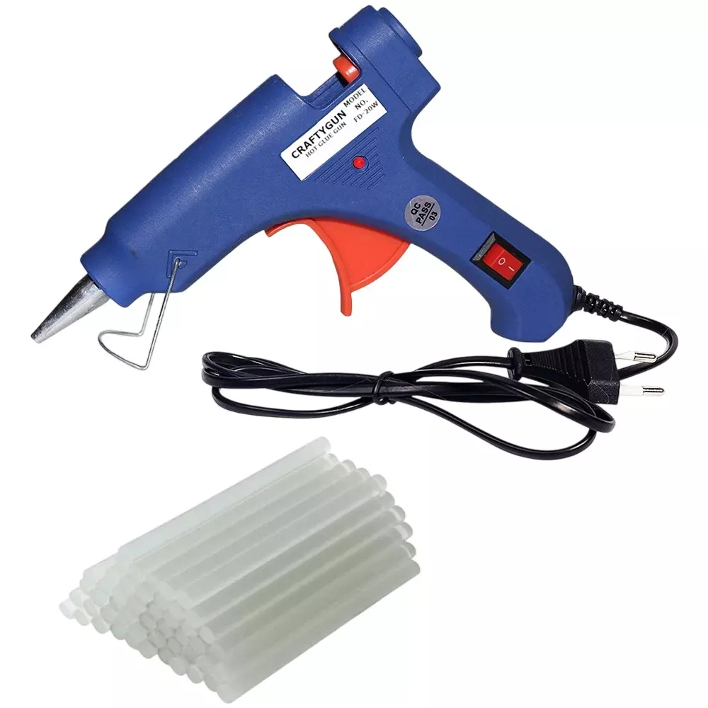 CRAFTYGUN 20 W Standard Temperature Mini Glue Gun with 25 Sticks Blue 7 mm Stick Diameter, BBLLUUEEMINI-25-STKKS
