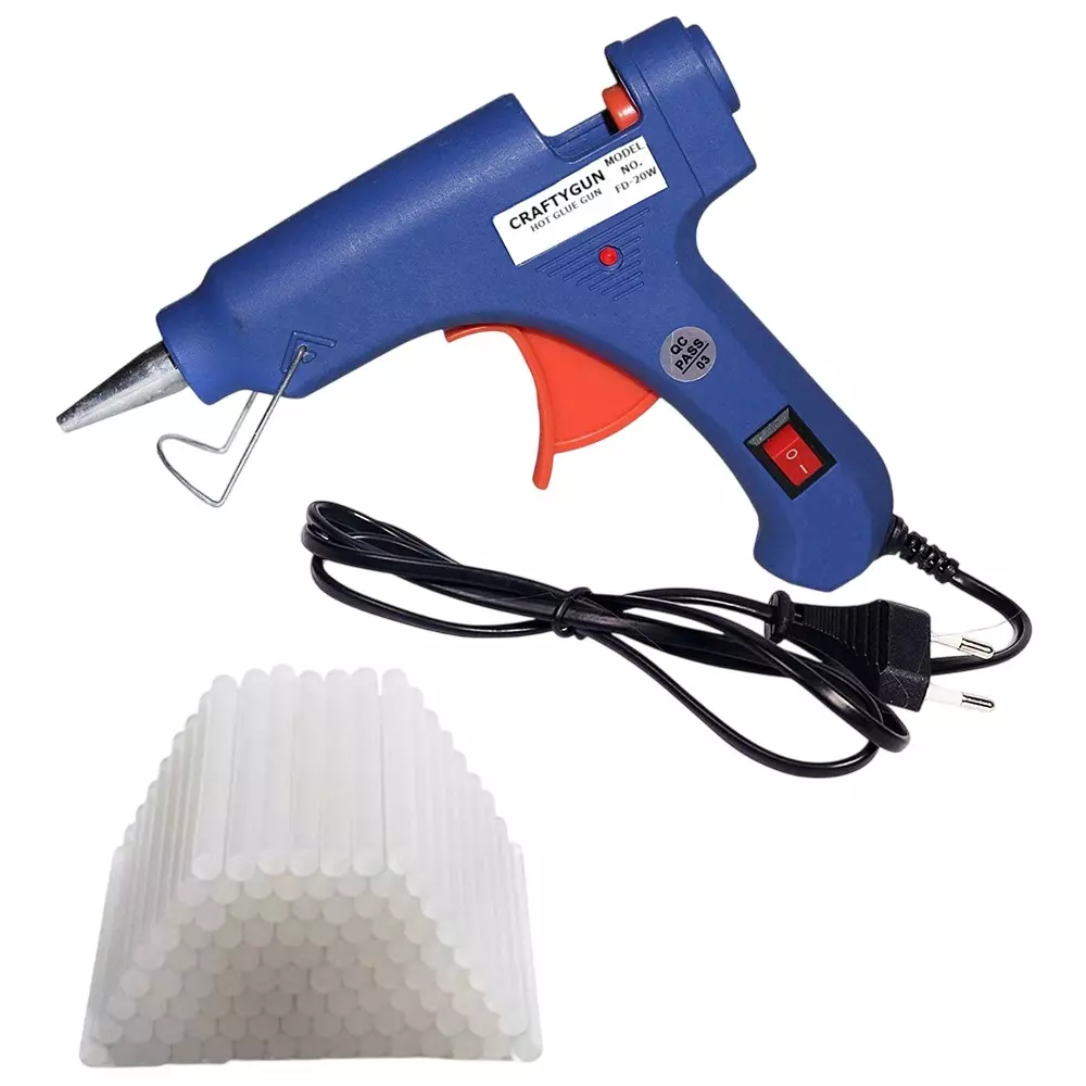 CRAFTYGUN 20 W Standard Temperature Mini Glue Gun with 50 Sticks Blue 7 mm Stick Diameter, BBLLUUEEMINI-50-STKKS